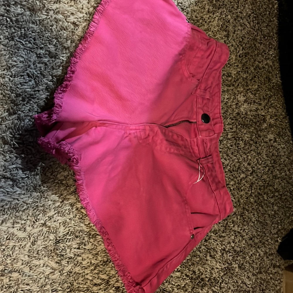 Pink denim shorts